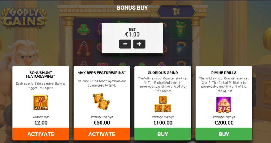 Бонусная игра в слоте Godly Gains