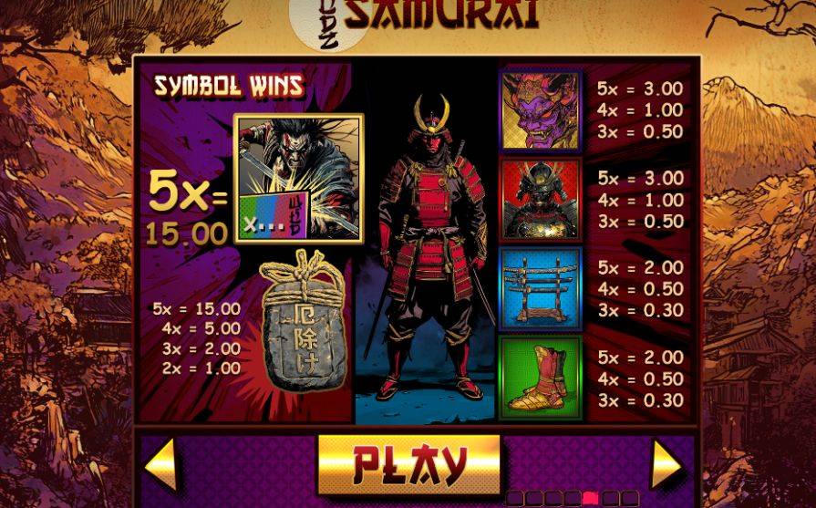 Символы и таблица выплат Samurai Wildz